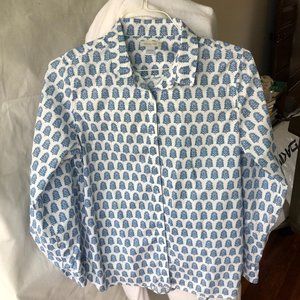 Garnet Hill Cotton Block Print Style Shirt